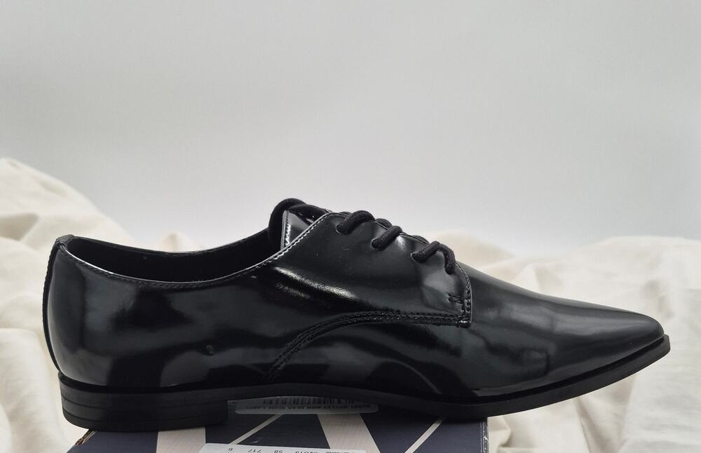 NEW Worthington Ingalls Black Patent Leather Pointed Toe Lace Up Oxford Shoes 7M